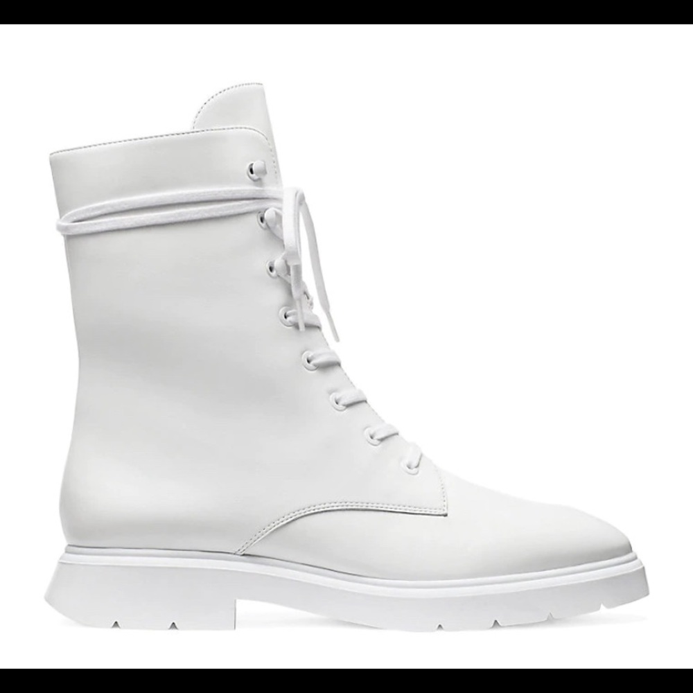 Stuart Weitzman McKenzee Combat Boots White 8.5